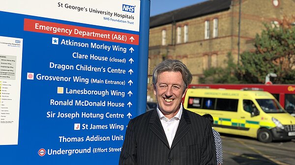 Paul Kohler outside of St George's hospital