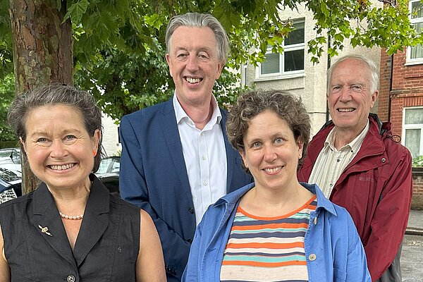 Hillside Liberal Democrats, Cllr Susie Hicks with Sarah Golby, Richard Shillito and Paul Kohler MP