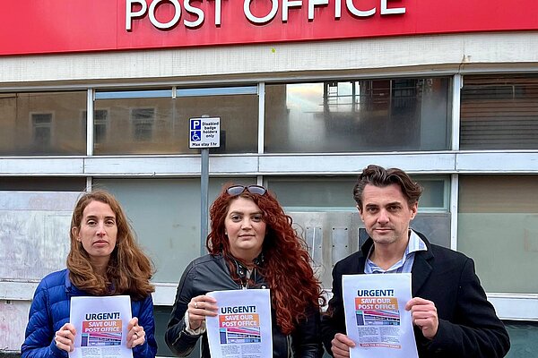 Raynes Park Lib Dem Councillors outside Raynes Park Post Office